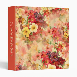 Elegant Vintage Floral Design Yellow Purple Flower 3 Ring Binder