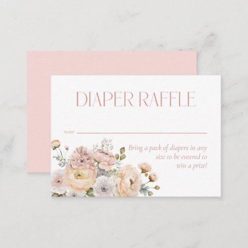 Elegant Vintage Floral Diaper Raffle Baby Shower Enclosure Card