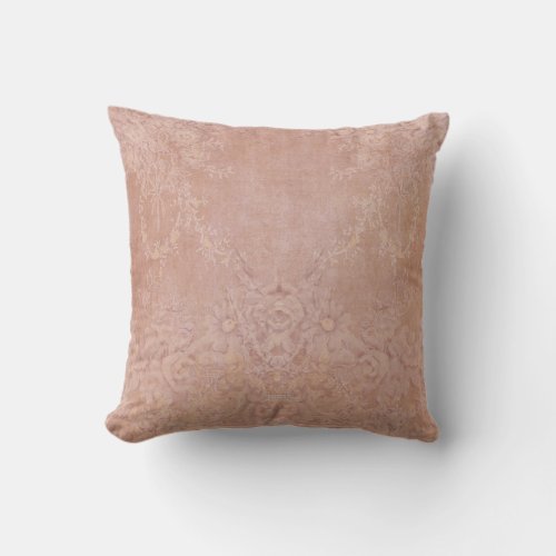 Elegant Vintage Floral Dusty Pink Painted Flowers Throw Pillow