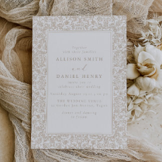 Elegant Vintage Floral Frame Wedding Invitation