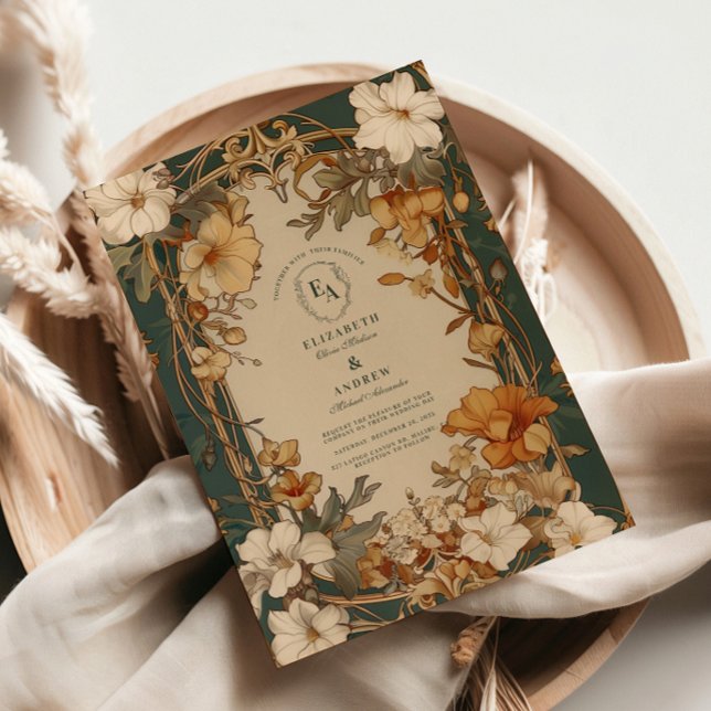 Elegant Vintage Floral Frame Wedding Invitation (Creator Uploaded)