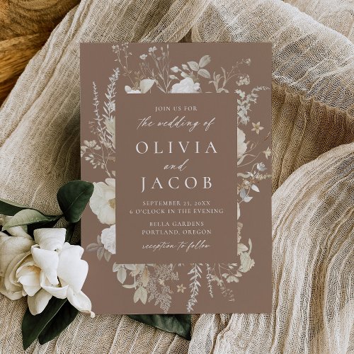 Elegant Vintage Floral Frame Wedding Invitation