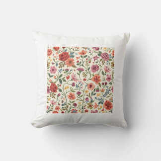 Elegant Vintage Floral Garden Pattern Throw Pillow