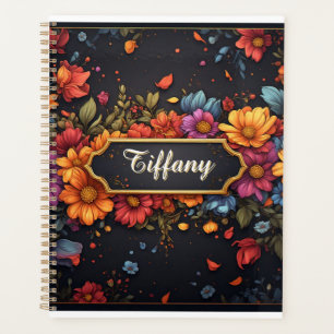 Elegant Vintage Floral Gold Frame With Flowers Planner