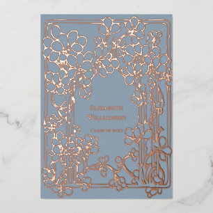 Elegant Vintage Floral Graduation Party Foil Invitation