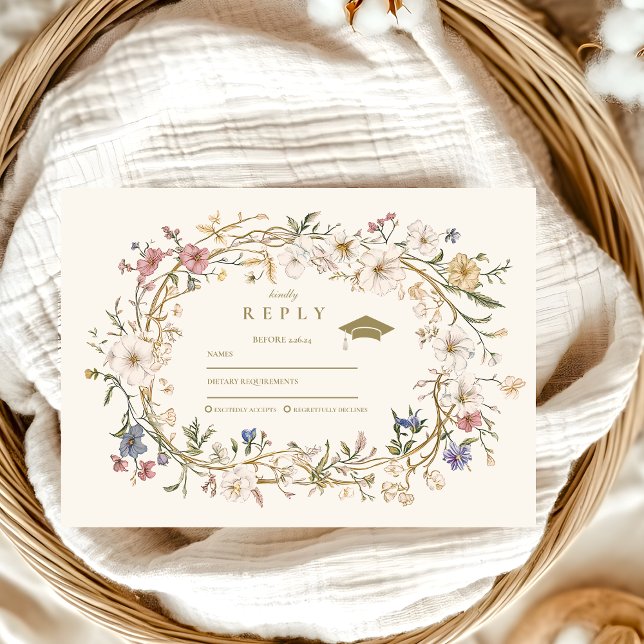 Elegant Vintage Floral Graduation RSVP Card (Creator Uploaded)