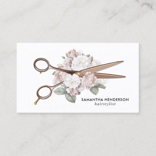 Elegant Vintage Floral Hairstylist Business Card