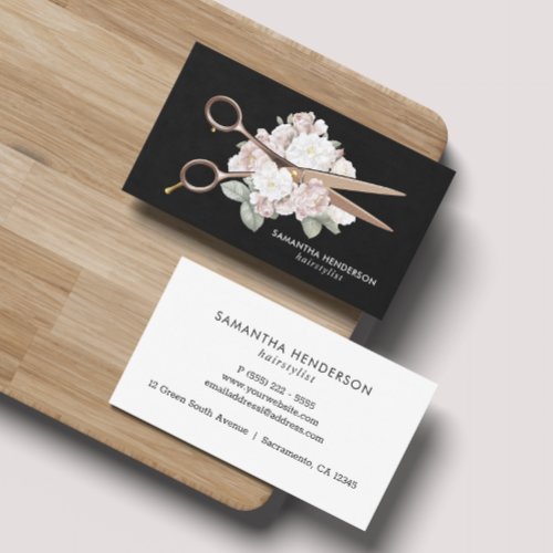 Elegant Vintage Floral Hairstylist Business Card