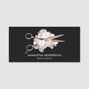 Elegant Vintage Floral Hairstylist Name Tag