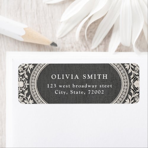 Elegant Vintage Floral Lace Frame Return Address Label
