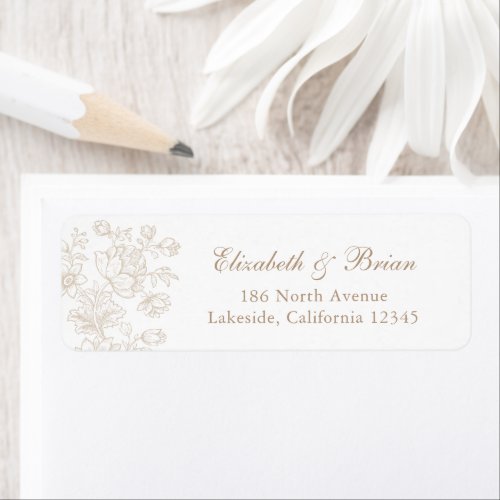 Elegant Vintage Floral Lace Script Wedding Address Label