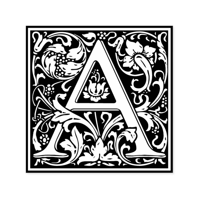 Elegant Vintage Floral Letter A Monogram Self-inking Stamp (Design)
