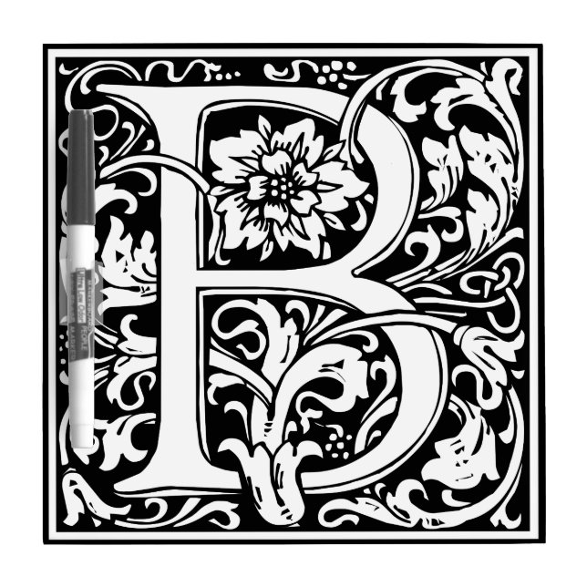 Elegant Vintage Floral Letter B Monogram Dry Erase Board (Front)