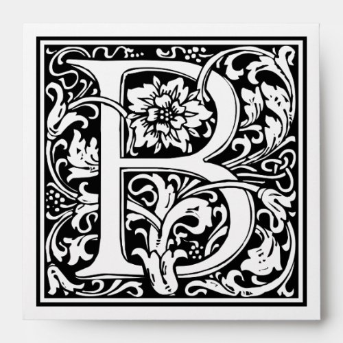 Elegant Vintage Floral Letter B Monogram Envelope