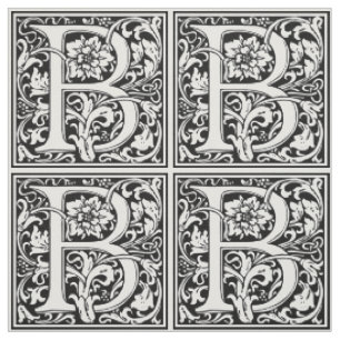 Elegant Vintage Floral Letter B Monogram Fabric