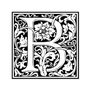 Elegant Vintage Floral Letter B Monogram Self-inking Stamp