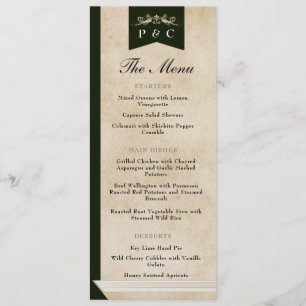 Elegant Vintage Floral Library Book Cover Wedding Menu