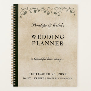 Elegant Vintage Floral Library Book Cover Wedding Planner