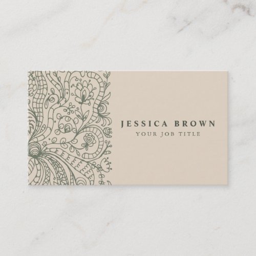 Elegant Vintage Floral line art Business Card