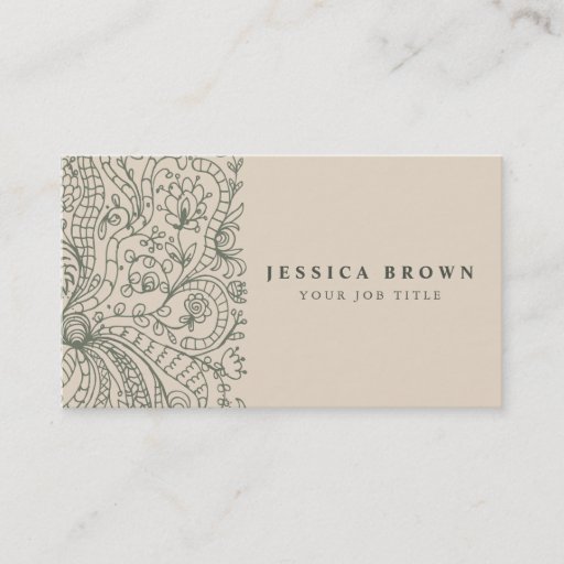 Customizable Elegant Vintage Floral line art Business Card