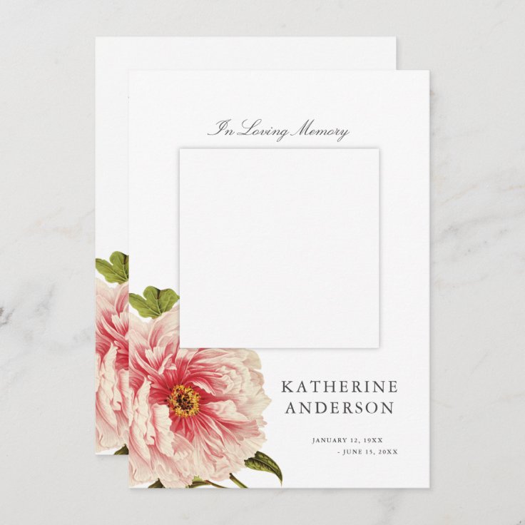 Elegant Vintage Floral Memorial Photo Announcement Zazzle