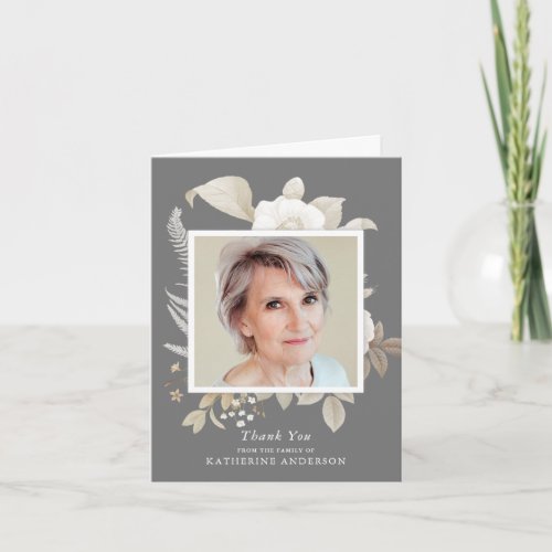 Elegant Vintage Floral Memorial Photo Thank You