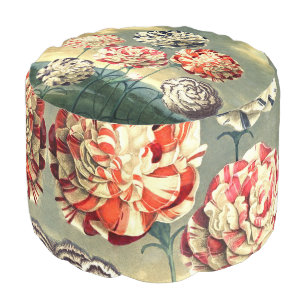Elegant Vintage Floral Muted Tones Pouf