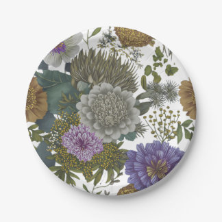 Elegant Vintage Floral Paper Plates