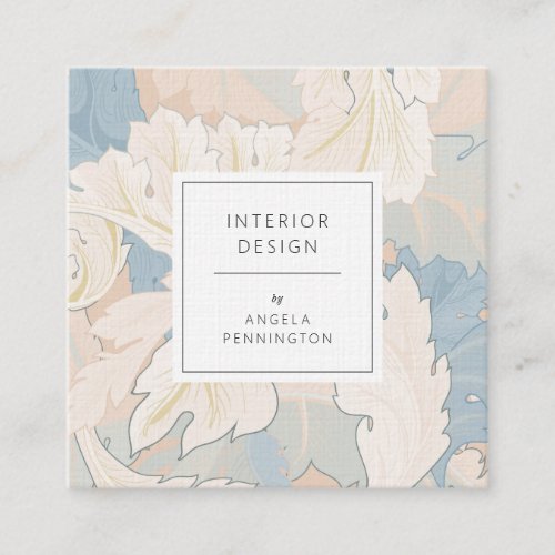 Elegant vintage floral pattern chic pastel brown square business card