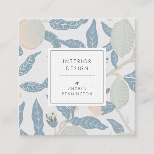Elegant vintage floral pattern chic pastel gray square business card