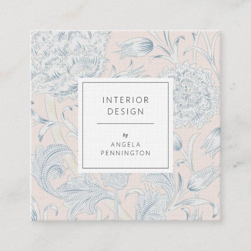 Elegant vintage floral pattern chic pastel pink square business card