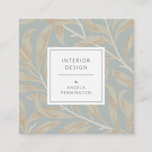 Elegant vintage floral pattern chic pastel sage square business card