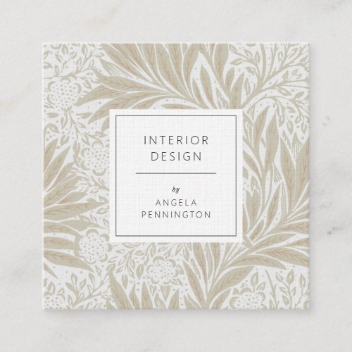 Elegant vintage floral pattern chic pastel silver square business card