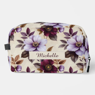 Elegant Vintage Floral Pattern in Purple Burgundy Dopp Kit