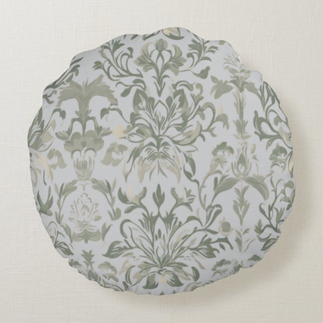 Elegant Vintage Floral Pattern Round Pillow (Back)
