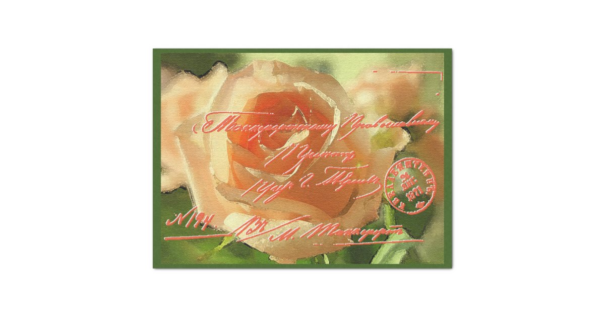 Elegant Vintage Floral Rose Tissue Paper, Zazzle