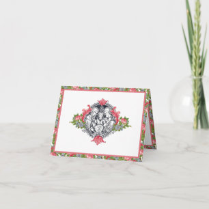 Elegant Vintage Floral Religious Holy Family Letterpress Thank You Card