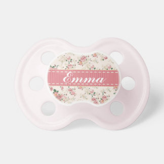 Elegant VIntage Floral Rose Baby Name Pacifier