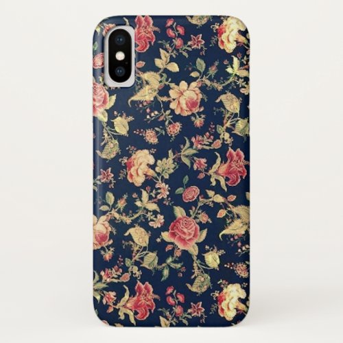 Elegant Vintage Floral Rose iPhone XS Case