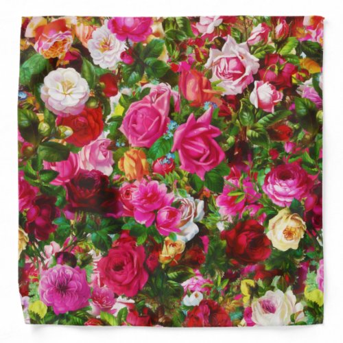 Elegant Vintage Floral Rose Garden Blossom Bandana