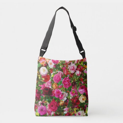 Elegant Vintage Floral Rose Garden Blossom Crossbody Bag