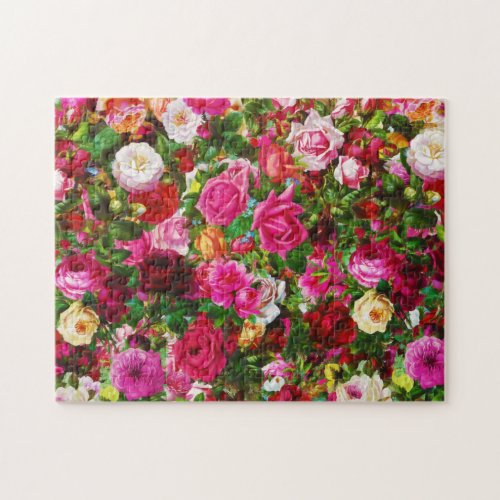 Elegant Vintage Floral Rose Garden Blossom Jigsaw Puzzle