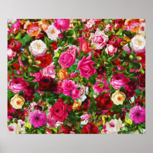 Elegant Vintage Floral Rose Garden Blossom Poster