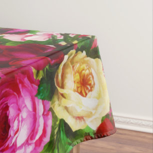Elegant Vintage Floral Rose Garden Blossom Tablecloth