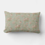 Elegant Vintage Floral Rose, Green &amp; Pink Lumbar Pillow at Zazzle