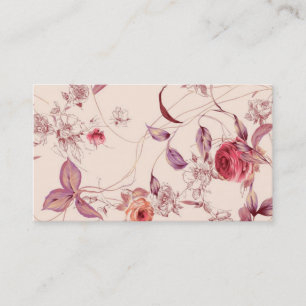 Elegant Vintage Floral Rose Pattern Template Business Card