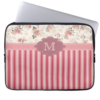Elegant Vintage Floral Rose Pink Monogram Case