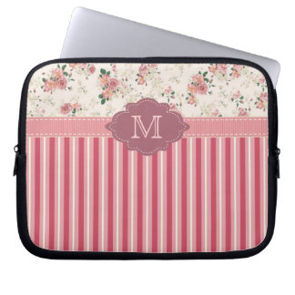 Elegant Vintage Floral Rose Pink Monogram Case