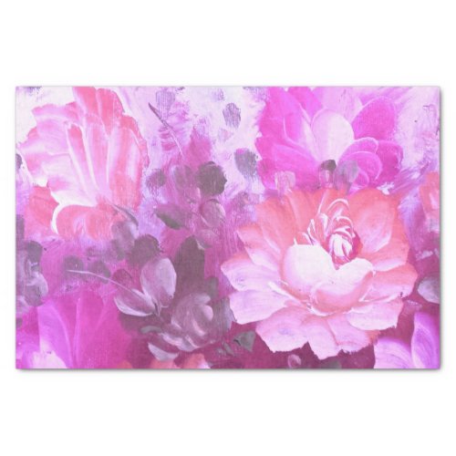 Elegant Vintage Floral Rose Pink Purple Tissue Paper