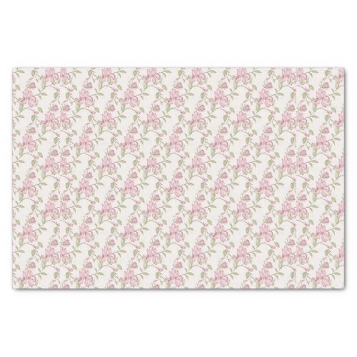 Elegant Vintage Floral Rose Pink Tissue Paper